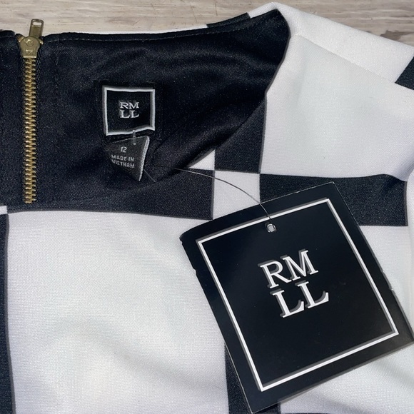 RMLL white and black striped checkered dress size 12 NWT - Picture 2 of 10